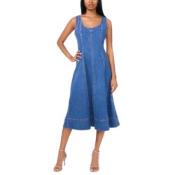 1. State Scoop Neck sleeveless denim Fit & Flare Dress XLarge - Picture 1 of 5